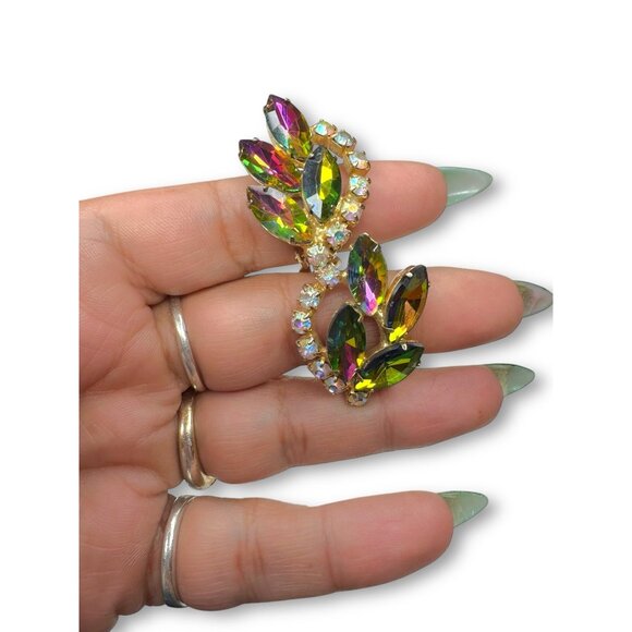 Vintage Delizza & Elster D&E Watermelon Heliotrope Crystal Necklace Earrings Set - Picture 7 of 11